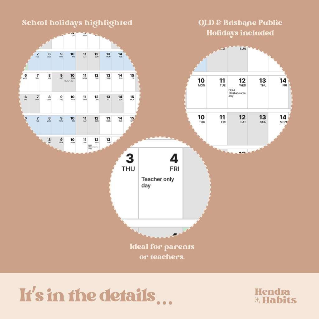 2027 QUEENSLAND Wall Planner | Digital Download