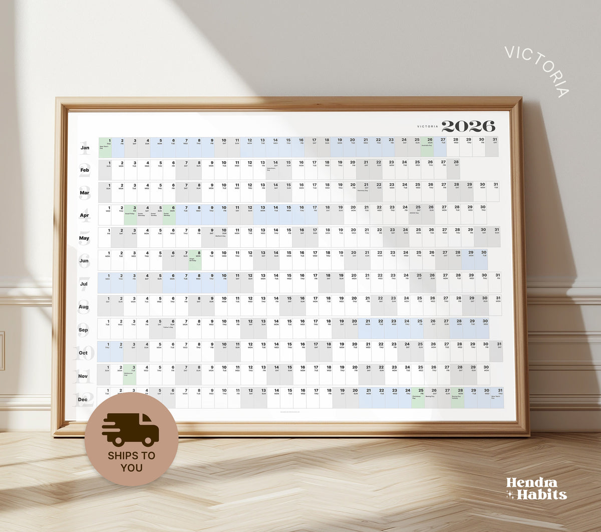 Victoria 2026 Wall Planner.