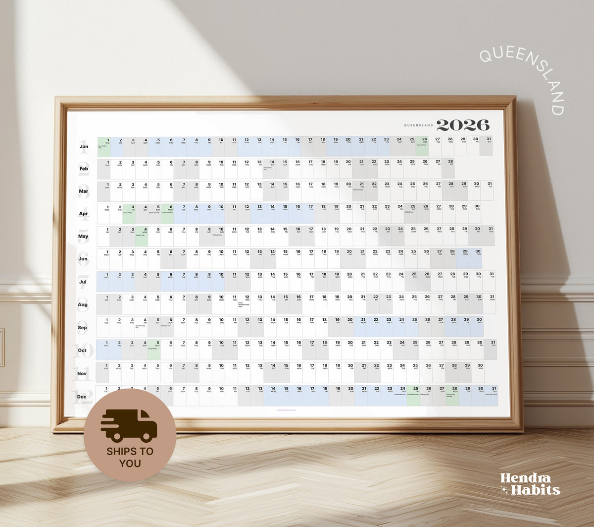 QLD 2026 Wall Planner.