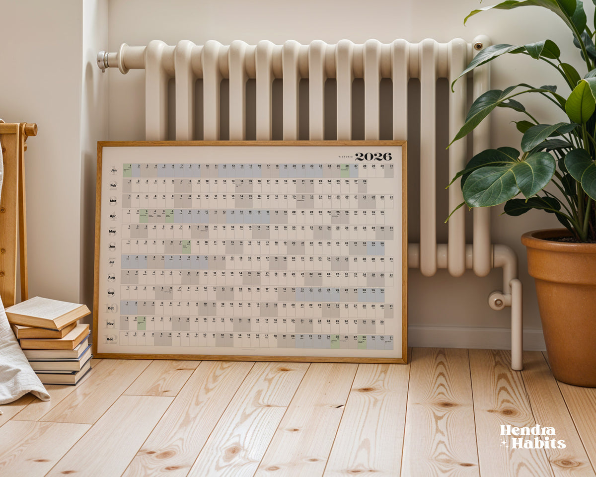 2026 VICTORIA Wall Planner with School Holidays A0/A1/A2 Matte image 1