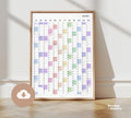 2026 Vertical Portrait wall planner. Rainbow