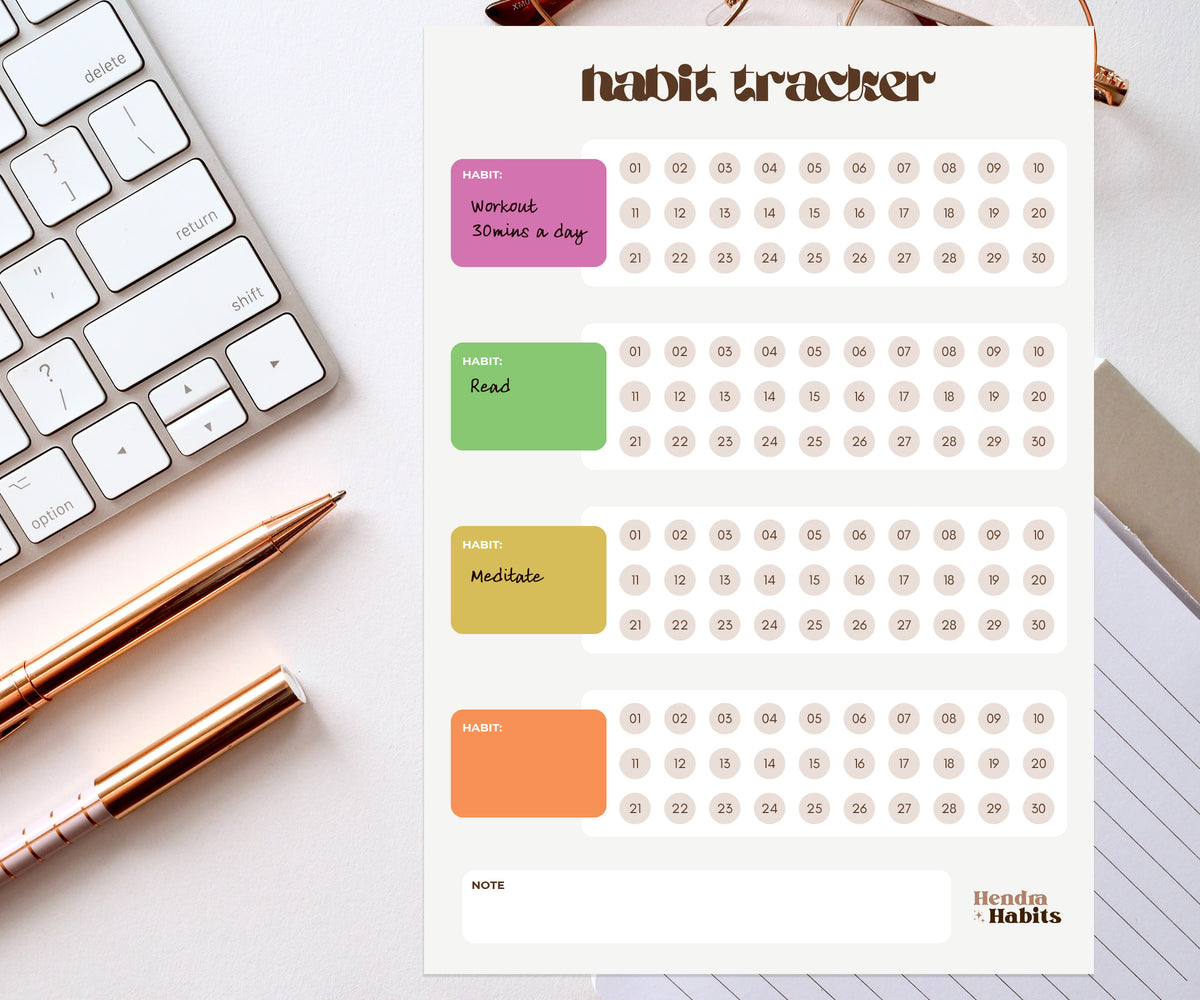 Daily Habit Tracker Notepad A5 Colourful